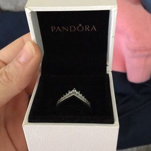 Pandora, sterling silver princess promise ring.